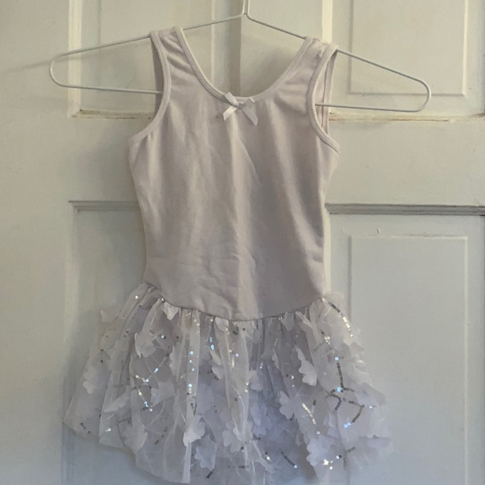 Basic Moves girls white leotard dress in size 6-7